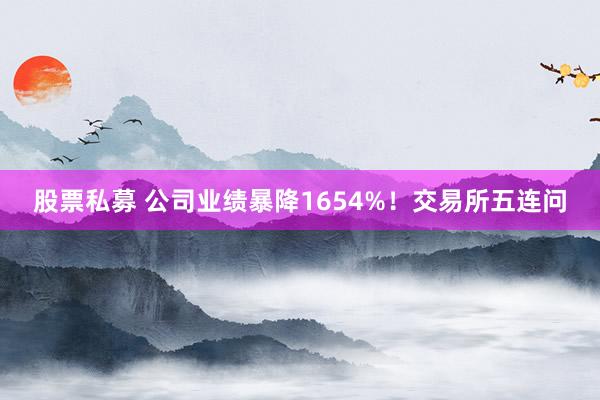 股票私募 公司业绩暴降1654%！交易所五连问