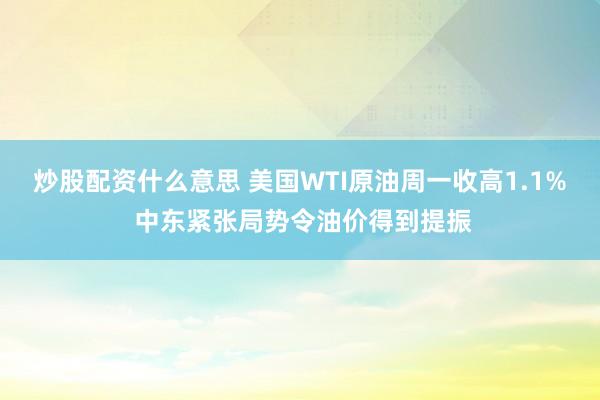 炒股配资什么意思 美国WTI原油周一收高1.1% 中东紧张局势令油价得到提振