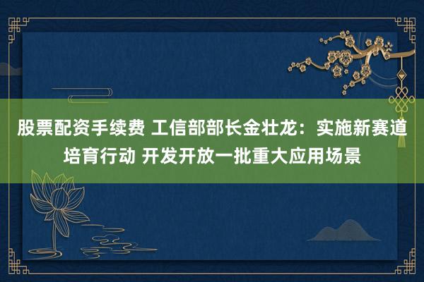 股票配资手续费 工信部部长金壮龙：实施新赛道培育行动 开发开放一批重大应用场景