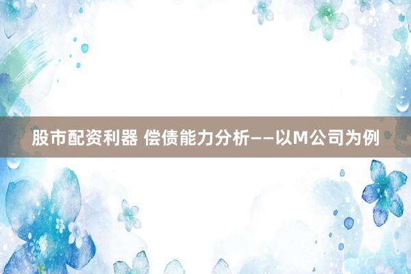 股市配资利器 偿债能力分析——以M公司为例